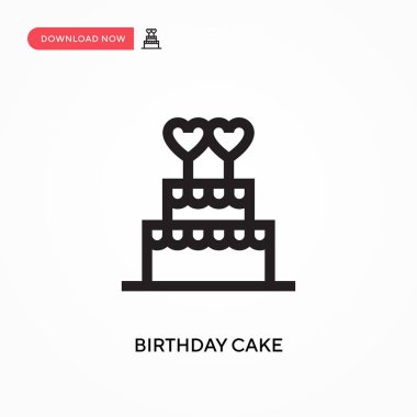 Doğum günü pastası basit vektör simgesi. Web sitesi veya mobil uygulama için modern, basit düz vektör çizimi