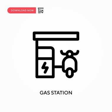 Benzin istasyonu basit vektör simgesi. Web sitesi veya mobil uygulama için modern, basit düz vektör çizimi