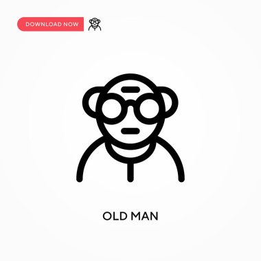 Yaşlı adam basit vektör simgesi. Web sitesi veya mobil uygulama için modern, basit düz vektör çizimi