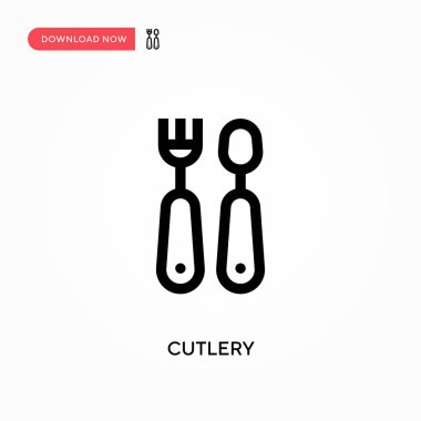 Çatal bıçak takımı basit vektör simgesi. Web sitesi veya mobil uygulama için modern, basit düz vektör çizimi