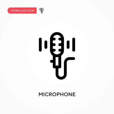 Mikrofon basit vektör simgesi. Web sitesi veya mobil uygulama için modern, basit düz vektör çizimi