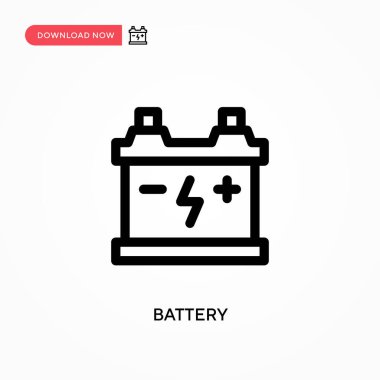 Batarya Basit vektör simgesi. Web sitesi veya mobil uygulama için modern, basit düz vektör çizimi