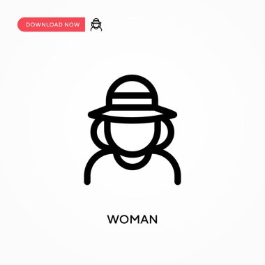 Kadın basit vektör simgesi. Web sitesi veya mobil uygulama için modern, basit düz vektör çizimi