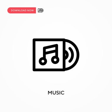Müzik basit vektör simgesi. Web sitesi veya mobil uygulama için modern, basit düz vektör çizimi