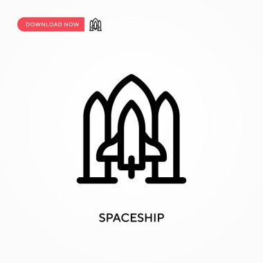 Uzay gemisi Basit vektör simgesi. Web sitesi veya mobil uygulama için modern, basit düz vektör çizimi