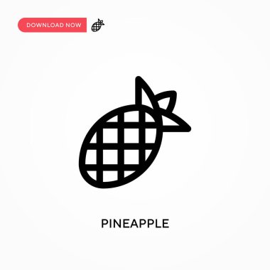 Ananas Basit vektör simgesi. Web sitesi veya mobil uygulama için modern, basit düz vektör çizimi