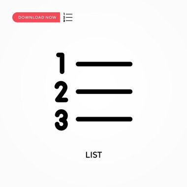 Basit vektör simgesini listele. Web sitesi veya mobil uygulama için modern, basit düz vektör çizimi