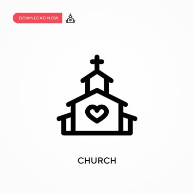 Kilise basit vektör ikonu. Web sitesi veya mobil uygulama için modern, basit düz vektör çizimi