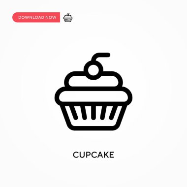 Cupcake Basit vektör simgesi. Web sitesi veya mobil uygulama için modern, basit düz vektör çizimi