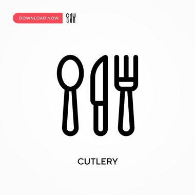 Çatal bıçak takımı basit vektör simgesi. Web sitesi veya mobil uygulama için modern, basit düz vektör çizimi