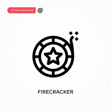 Firecracker Basit vektör simgesi. Web sitesi veya mobil uygulama için modern, basit düz vektör çizimi
