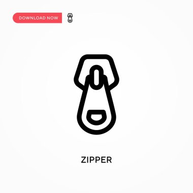 Fermuar Basit vektör simgesi. Web sitesi veya mobil uygulama için modern, basit düz vektör çizimi