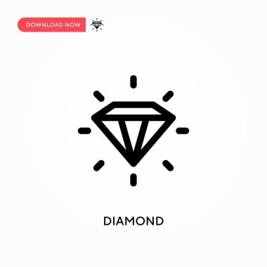 Elmas basit vektör simgesi. Web sitesi veya mobil uygulama için modern, basit düz vektör çizimi