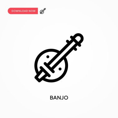 Banjo Basit vektör simgesi. Web sitesi veya mobil uygulama için modern, basit düz vektör çizimi