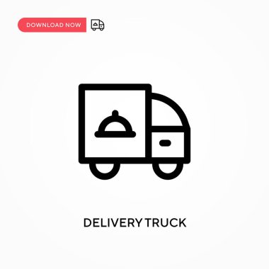 Teslimat kamyonu basit vektör simgesi. Web sitesi veya mobil uygulama için modern, basit düz vektör çizimi