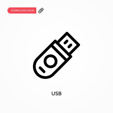 Usb Basit vektör simgesi. Web sitesi veya mobil uygulama için modern, basit düz vektör çizimi