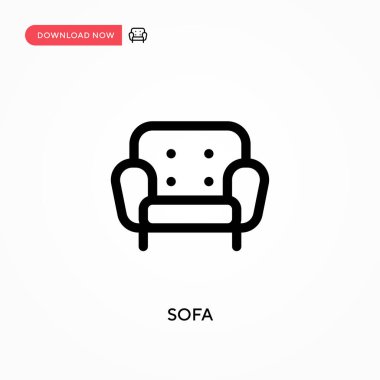 Sofa Basit vektör simgesi. Web sitesi veya mobil uygulama için modern, basit düz vektör çizimi