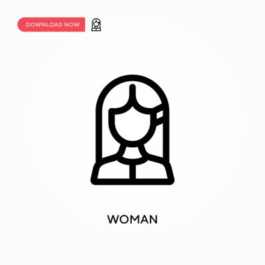 Kadın basit vektör simgesi. Web sitesi veya mobil uygulama için modern, basit düz vektör çizimi