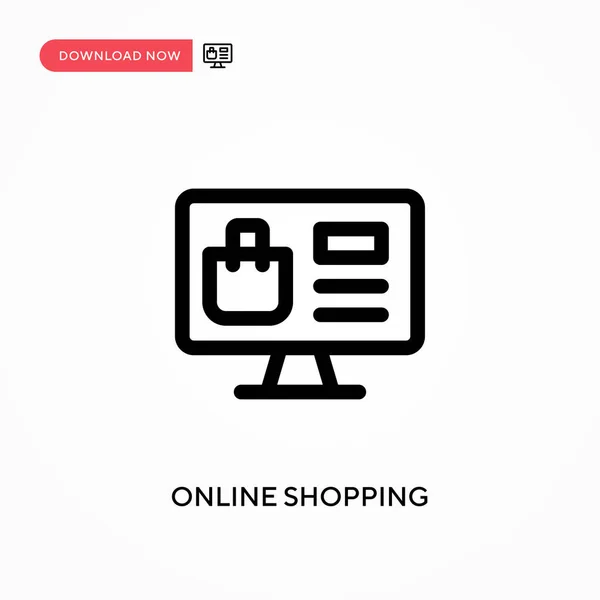 Compras Online Ícone Vetorial Simples Ilustração Vetorial Plana Moderna Simples — Vetor de Stock