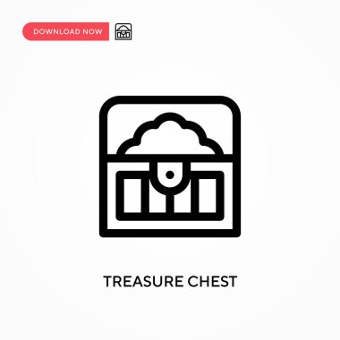 Hazine sandığı basit vektör simgesi. Web sitesi veya mobil uygulama için modern, basit düz vektör çizimi