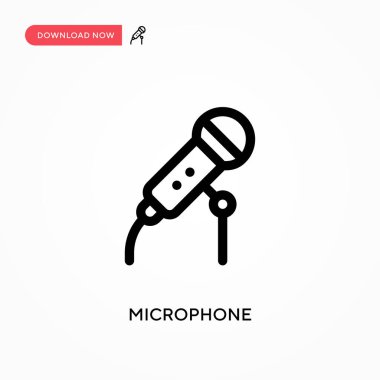 Mikrofon basit vektör simgesi. Web sitesi veya mobil uygulama için modern, basit düz vektör çizimi