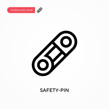 Güvenlik iğnesi basit vektör simgesi. Web sitesi veya mobil uygulama için modern, basit düz vektör çizimi