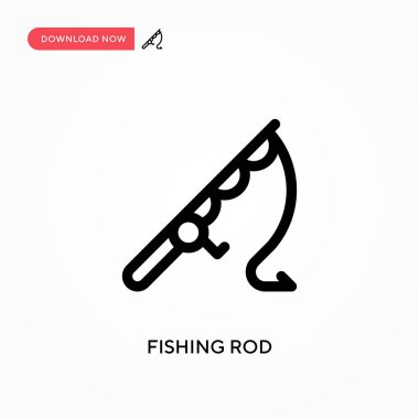 Balık oltası basit vektör simgesi. Web sitesi veya mobil uygulama için modern, basit düz vektör çizimi