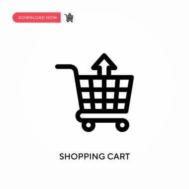 Alışveriş arabası basit vektör simgesi. Web sitesi veya mobil uygulama için modern, basit düz vektör çizimi