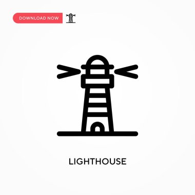 Deniz feneri basit vektör simgesi. Web sitesi veya mobil uygulama için modern, basit düz vektör çizimi