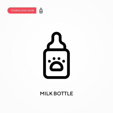 Süt şişesi basit vektör simgesi. Web sitesi veya mobil uygulama için modern, basit düz vektör çizimi