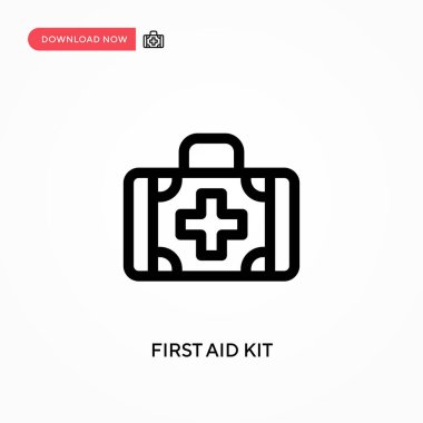 İlk yardım çantası basit vektör simgesi. Web sitesi veya mobil uygulama için modern, basit düz vektör çizimi