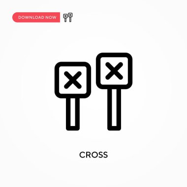 Çapraz Basit vektör simgesi. Web sitesi veya mobil uygulama için modern, basit düz vektör çizimi