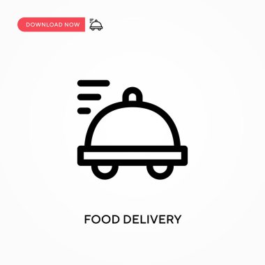 Yemek teslimatı basit vektör ikonu. Web sitesi veya mobil uygulama için modern, basit düz vektör çizimi