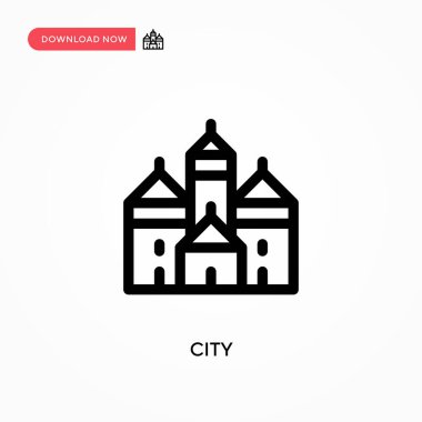 Şehir basit vektör simgesi. Web sitesi veya mobil uygulama için modern, basit düz vektör çizimi