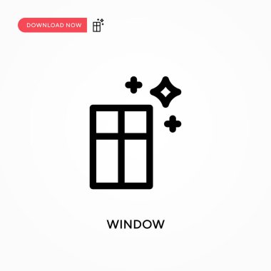 Pencere Basit vektör simgesi. Web sitesi veya mobil uygulama için modern, basit düz vektör çizimi