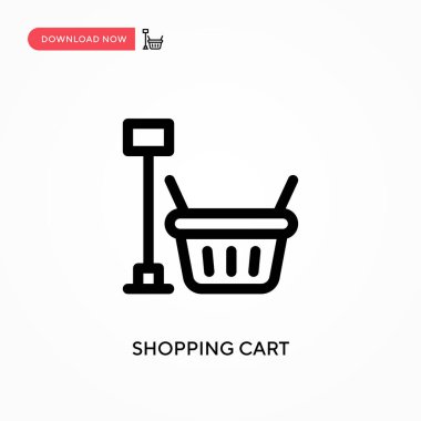 Alışveriş arabası basit vektör simgesi. Web sitesi veya mobil uygulama için modern, basit düz vektör çizimi