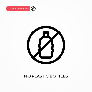 Plastik şişe yok. Basit vektör simgesi. Web sitesi veya mobil uygulama için modern, basit düz vektör çizimi