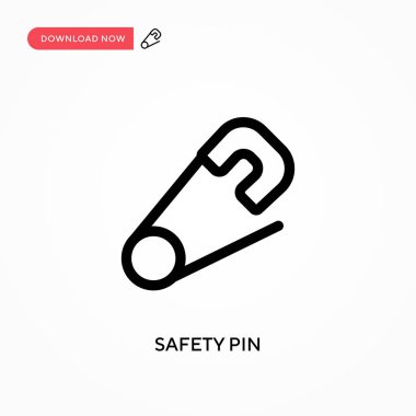 Güvenlik iğnesi basit vektör simgesi. Web sitesi veya mobil uygulama için modern, basit düz vektör çizimi