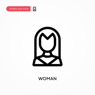 Kadın basit vektör simgesi. Web sitesi veya mobil uygulama için modern, basit düz vektör çizimi