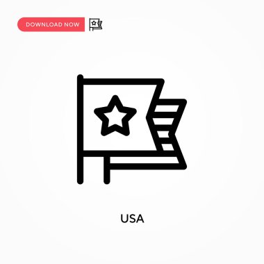 Usa Basit vektör simgesi. Web sitesi veya mobil uygulama için modern, basit düz vektör çizimi