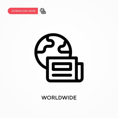 Dünya çapında basit vektör simgesi. Web sitesi veya mobil uygulama için modern, basit düz vektör çizimi