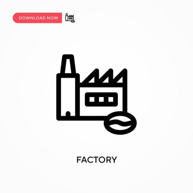 Fabrika Basit vektör simgesi. Web sitesi veya mobil uygulama için modern, basit düz vektör çizimi