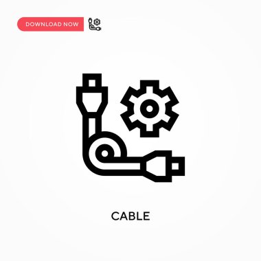 Kablo Basit vektör simgesi. Web sitesi veya mobil uygulama için modern, basit düz vektör çizimi
