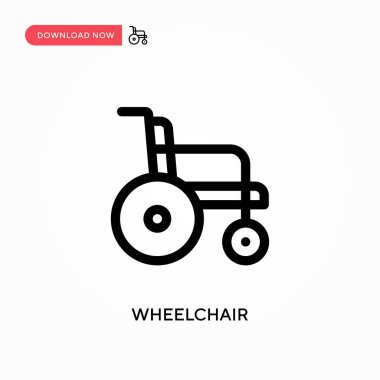 Tekerlekli sandalye basit vektör simgesi. Web sitesi veya mobil uygulama için modern, basit düz vektör çizimi