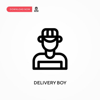 Teslimatçı çocuk. Basit vektör ikonu. Web sitesi veya mobil uygulama için modern, basit düz vektör çizimi