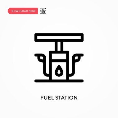 Yakıt istasyonu basit vektör simgesi. Web sitesi veya mobil uygulama için modern, basit düz vektör çizimi