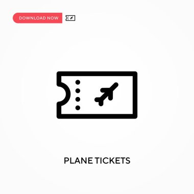 Uçak biletleri basit vektör simgesi. Web sitesi veya mobil uygulama için modern, basit düz vektör çizimi