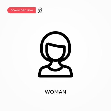 Kadın basit vektör simgesi. Web sitesi veya mobil uygulama için modern, basit düz vektör çizimi