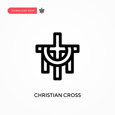 Hıristiyan haçı basit vektör simgesi. Web sitesi veya mobil uygulama için modern, basit düz vektör çizimi
