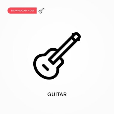 Gitar basit vektör simgesi. Web sitesi veya mobil uygulama için modern, basit düz vektör çizimi